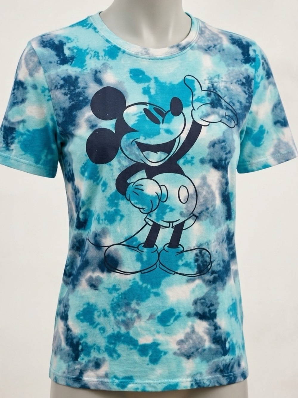 DISNEY Mickey Mouse Blue Tie Dye Graphic Tee Young Men’s Size L